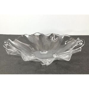 Cambridge Glass Clear Large Flared 4-Footed Oval Console‎ Bowl Corinth